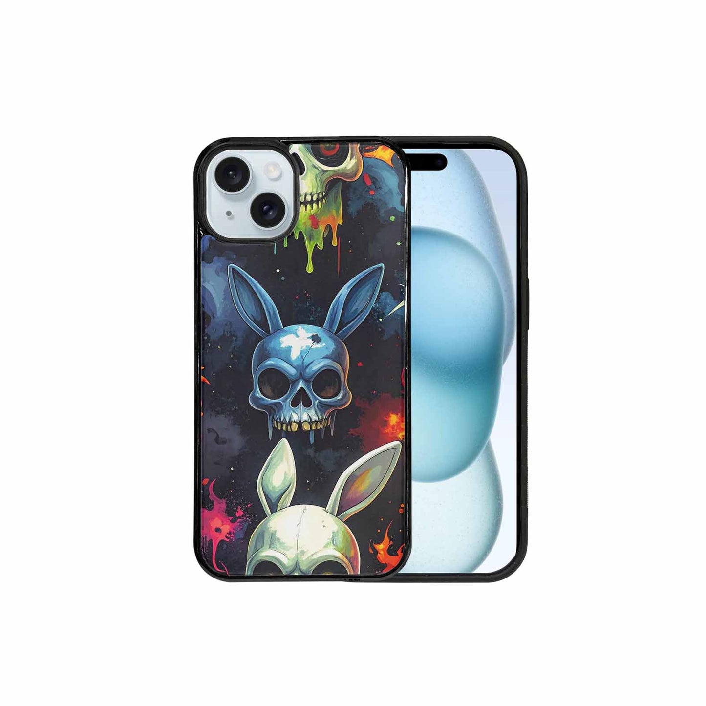 iPhone 15 Plus Case — Radioactive Ghost Bunny Skull Sm, Personalized Phone Case