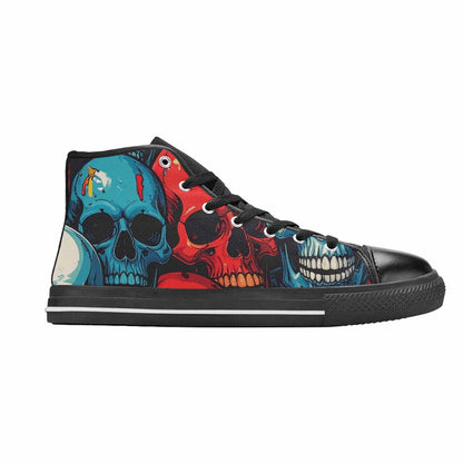 WOMEN'S Dripping Skulls Collage High Top Canvas Wallpaper Art Custom Shoes
