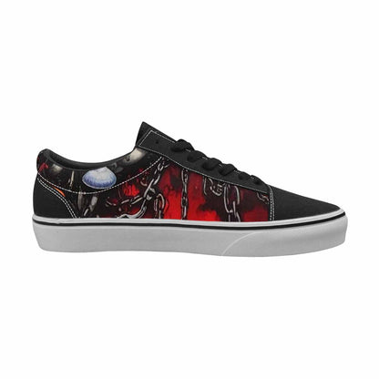 WOMEN'S Mushrooms Black & Red Ink Canvas One Of A Kind Cottagecore Original Art Sneakers