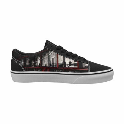 WOMEN'S Liminal Black & Red Ink Canvas One Of A Kind Vibrant Chaos Customized Sneakers