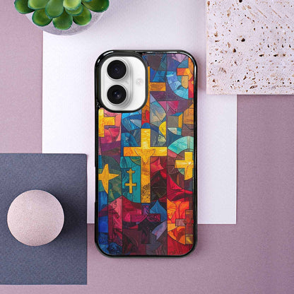 iPhone 16 Case — Faith Cross And Faith Icons Pattern, Personalized Phone Case