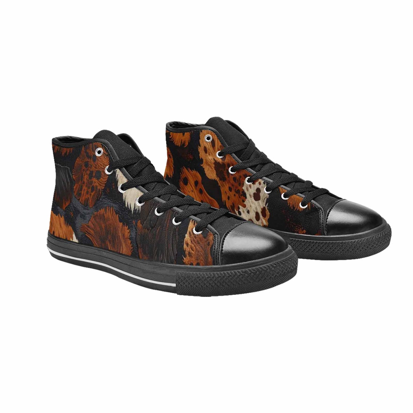 MEN'S Cow Animal Print High Top Canvas Vivid Custom Sneakers
