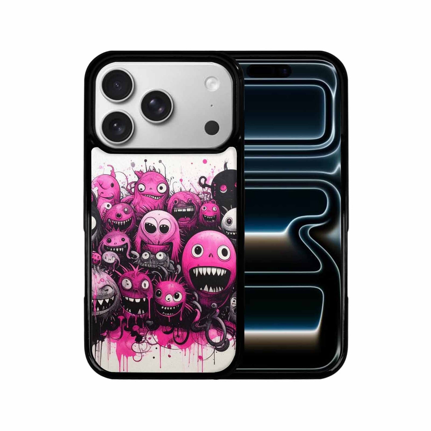iPhone 17 Pro Case — Monsters General Black Pink Ink Cartoon, Custom Printed Phone Case