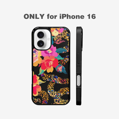iPhone 16 Case — Floral Snake Print, Custom Printed Phone Case