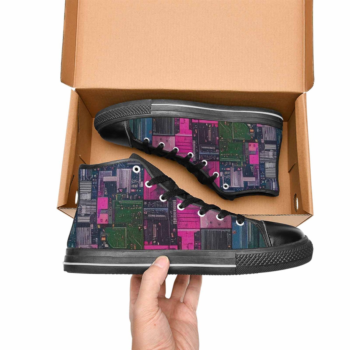 MEN'S Asexual Flag Color High Top Canvas Aesthetic Shoes