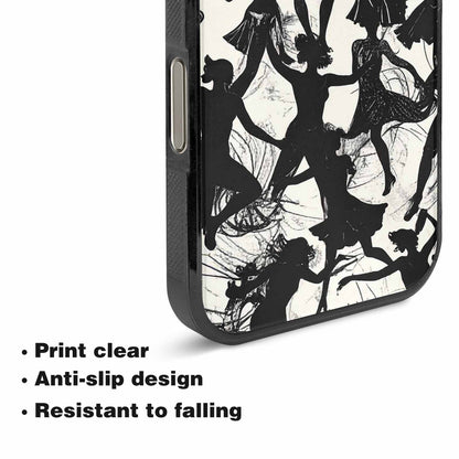 iPhone 16 Pro Max Case — Bold Dancing Figure Line Art Pattern, Unique Phone Case Design