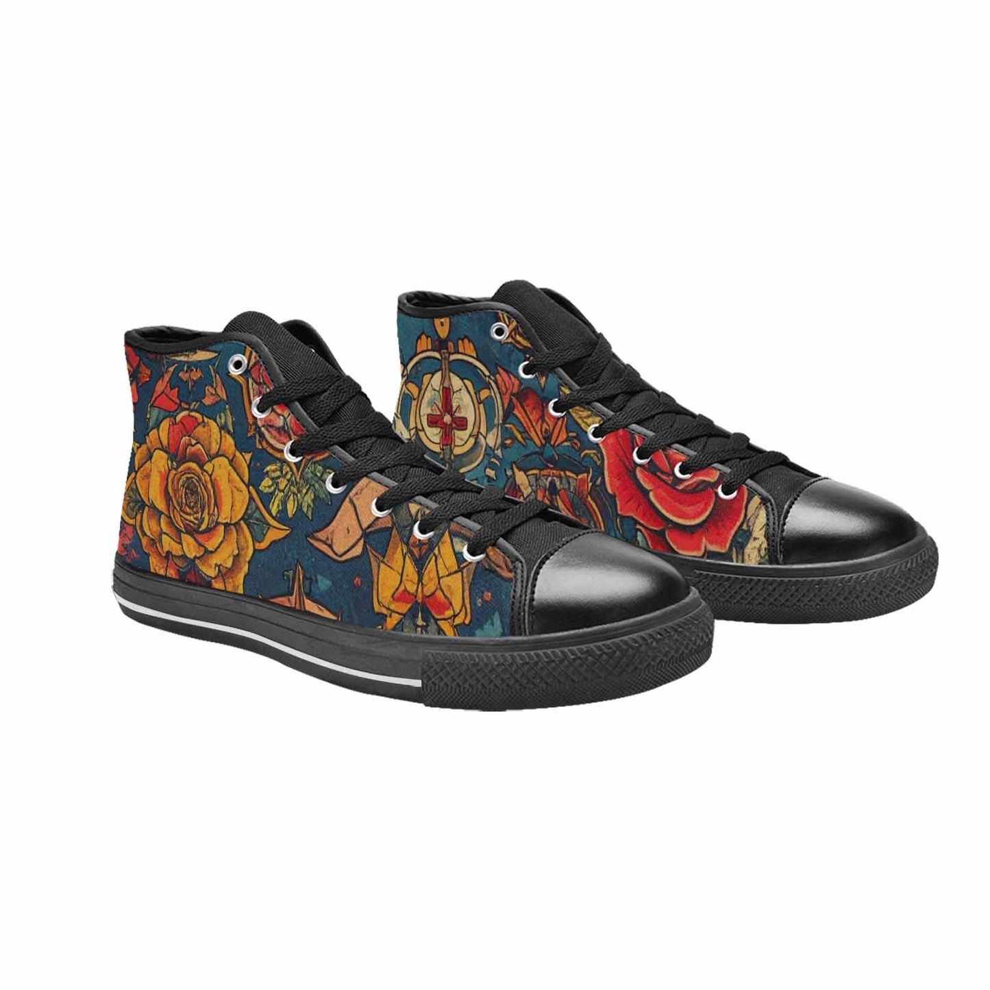 MEN'S Old School Tattoo High Top Canvas Neon Fantasy Shoes
