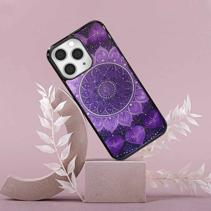 iPhone 15 Pro Max Case — Purple Mandala Bohemian Print Edge To, Customized Protective Case