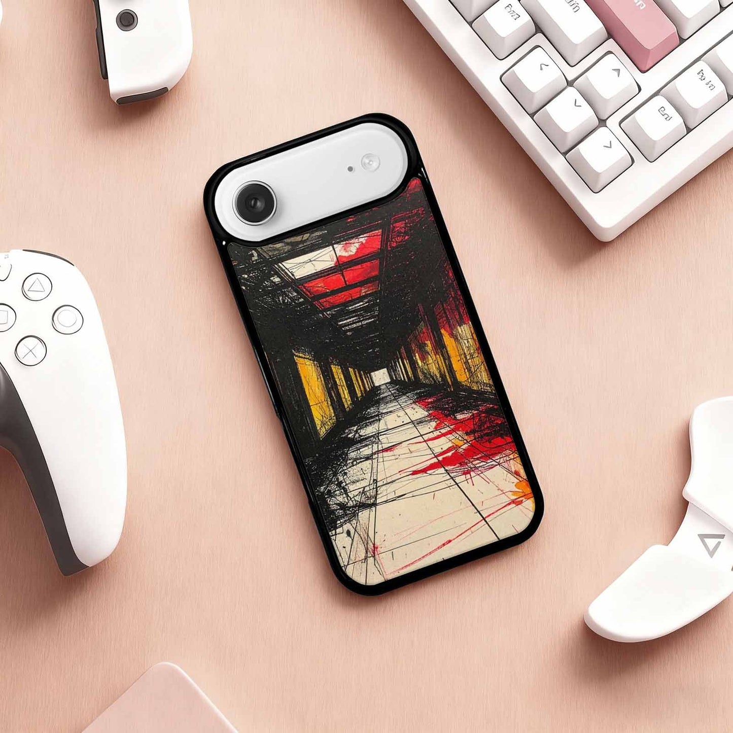 iPhone 17 Air Case — Black Red Ink Liminal Space Galaxy, Custom Phone Case