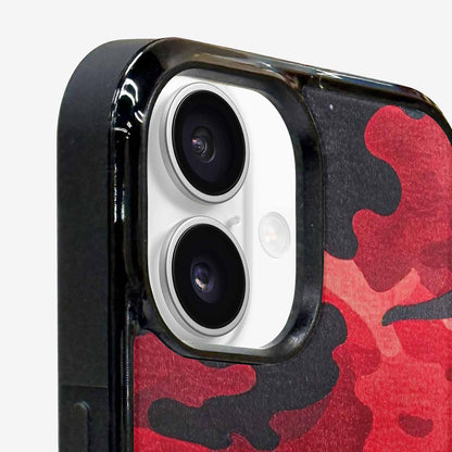 iPhone 16 Plus Case — Tactical Camo Red Black, Original Design Phone Case