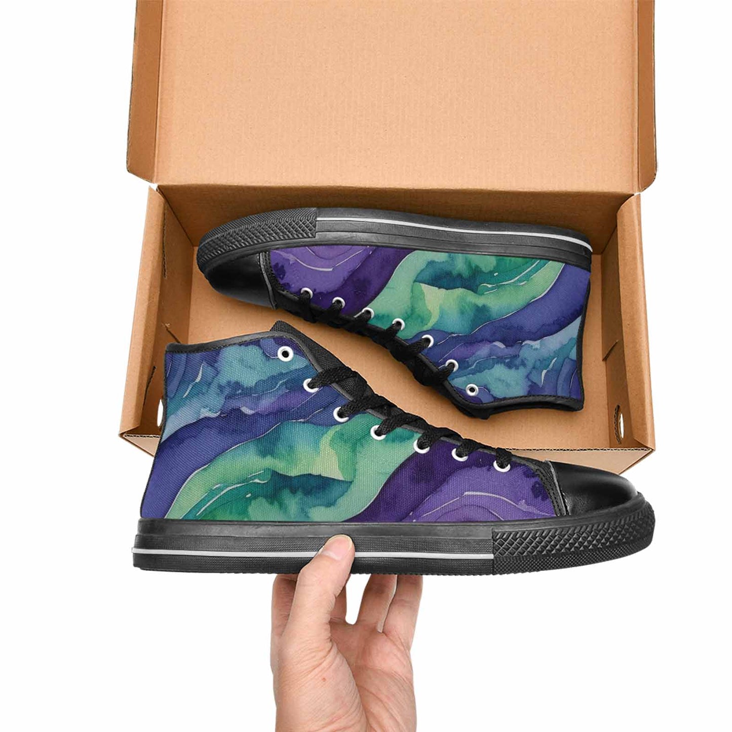 WOMEN'S Galaxy Aurora Nebula High Top Canvas Vivid Custom Shoes