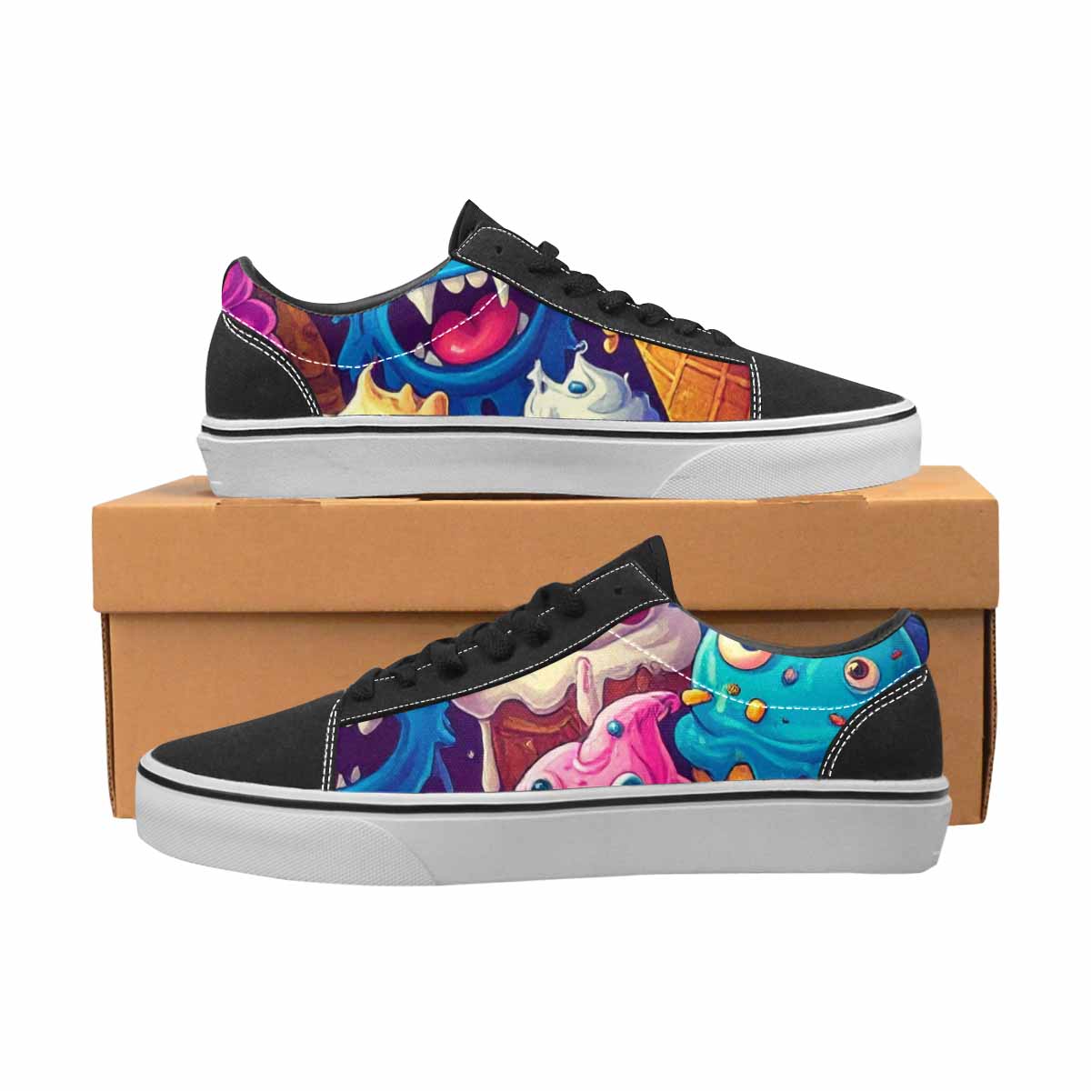 WOMEN'S Melting Ice Cream Monster Lace-Up Canvas Cottagecore Sneakers