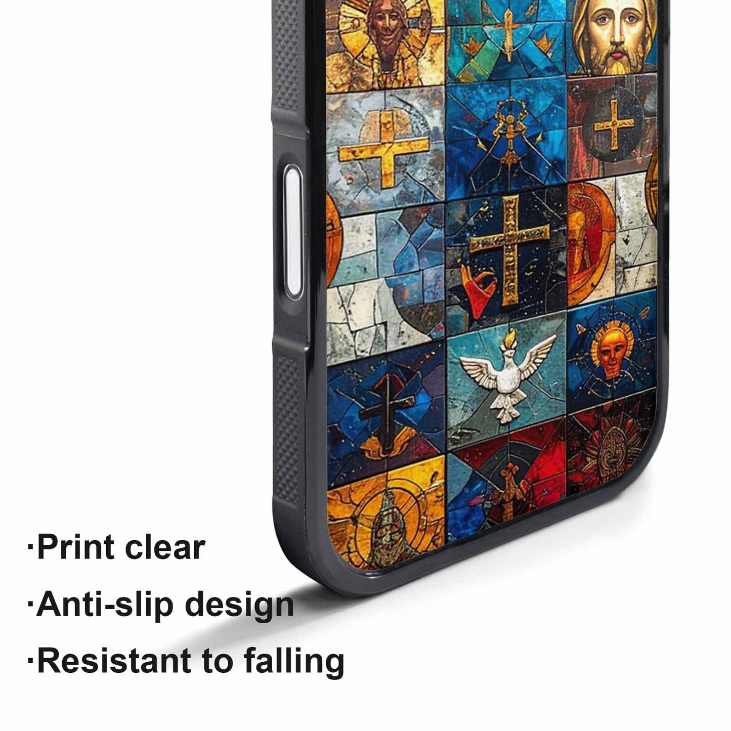 iPhone 17 Pro Case — Jesus Face Small Cross And Original, Custom Printed Phone Case