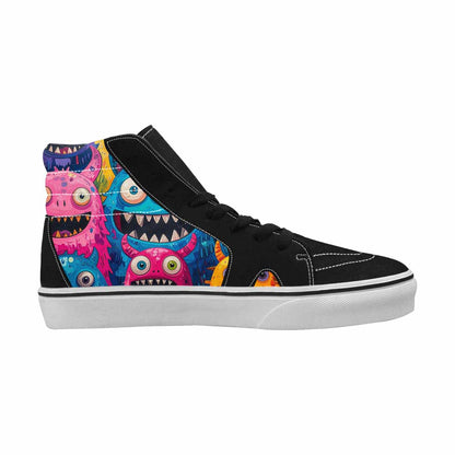 WOMEN'S Goofy Cartoon Monster High Top Canvas Vibrant Chaos Custom Sneakers