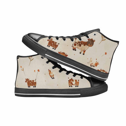 MEN'S Cow Animal Print High Top Canvas Neon Fantasy Sneakers