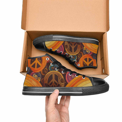 WOMEN'S Groovy 70S Peace High Top Canvas Grunge Custom Shoes