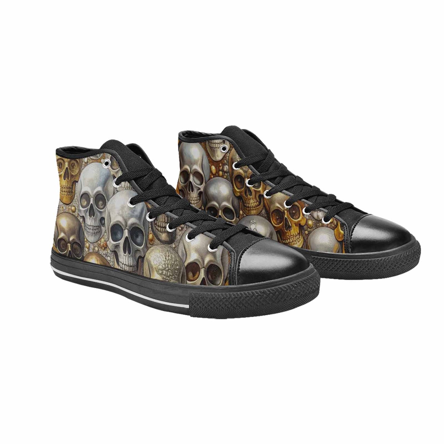 MEN'S Skulls - Metallic-Chrome- High Top Canvas Y2K Custom Sneakers