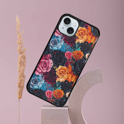 iPhone 15 Plus Case — Gothic Rose Gothic Roses Pattern Hundreds, Custom Phone Case