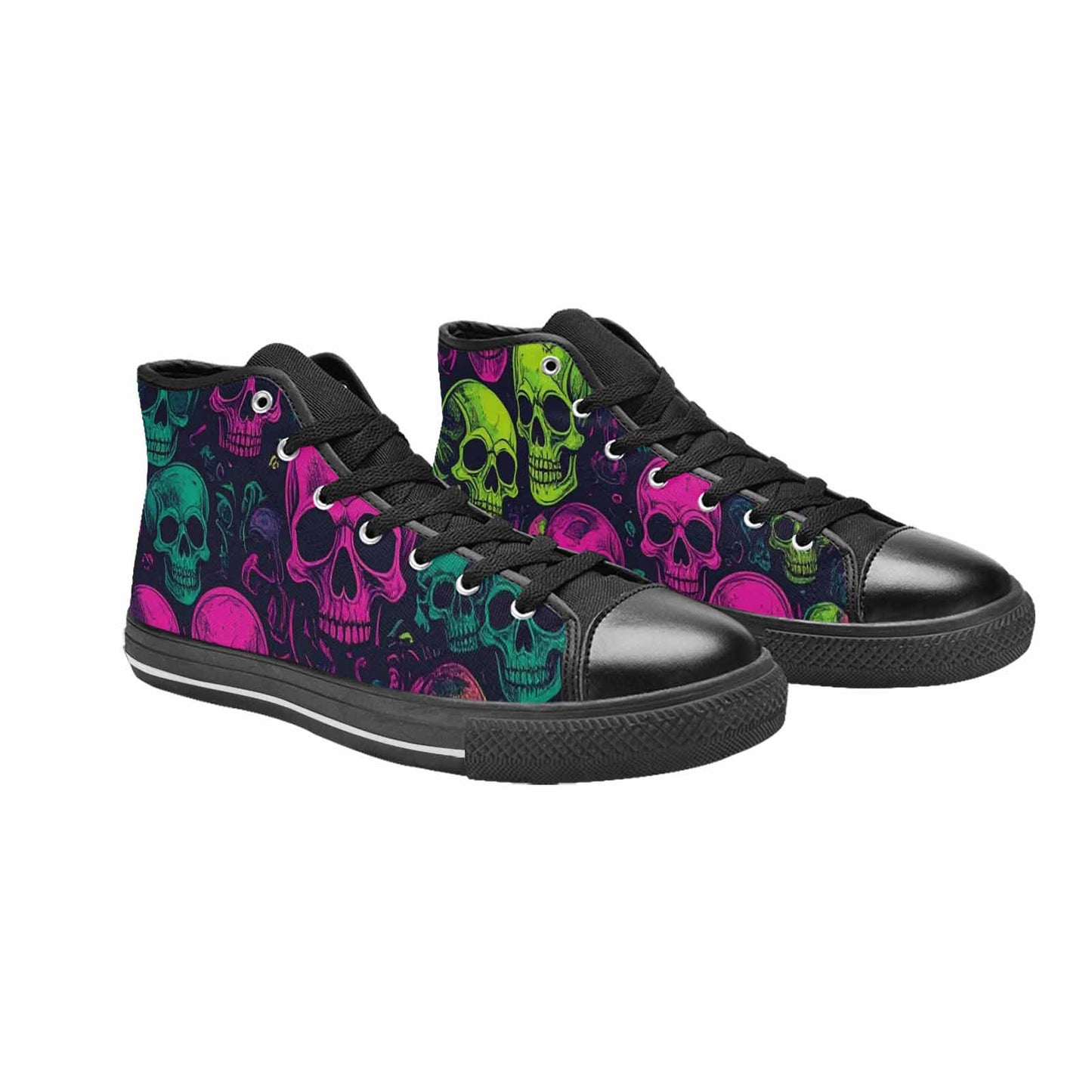 MEN'S Skulls - Neon High Top Canvas Vibrant Chaos Shoes