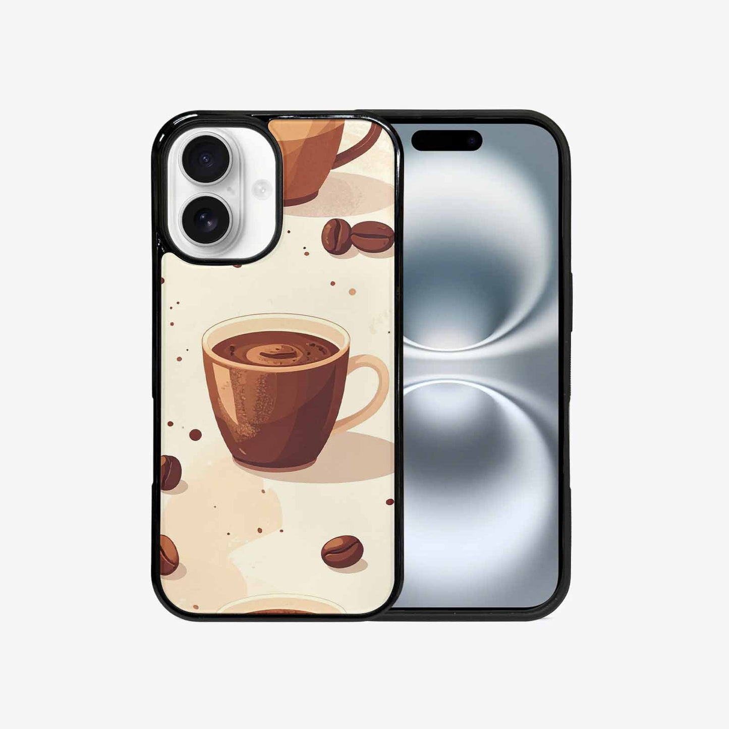 iPhone 16 Case — Coffee Cup And Bean Pattern Seamless, Personalized Phone Case