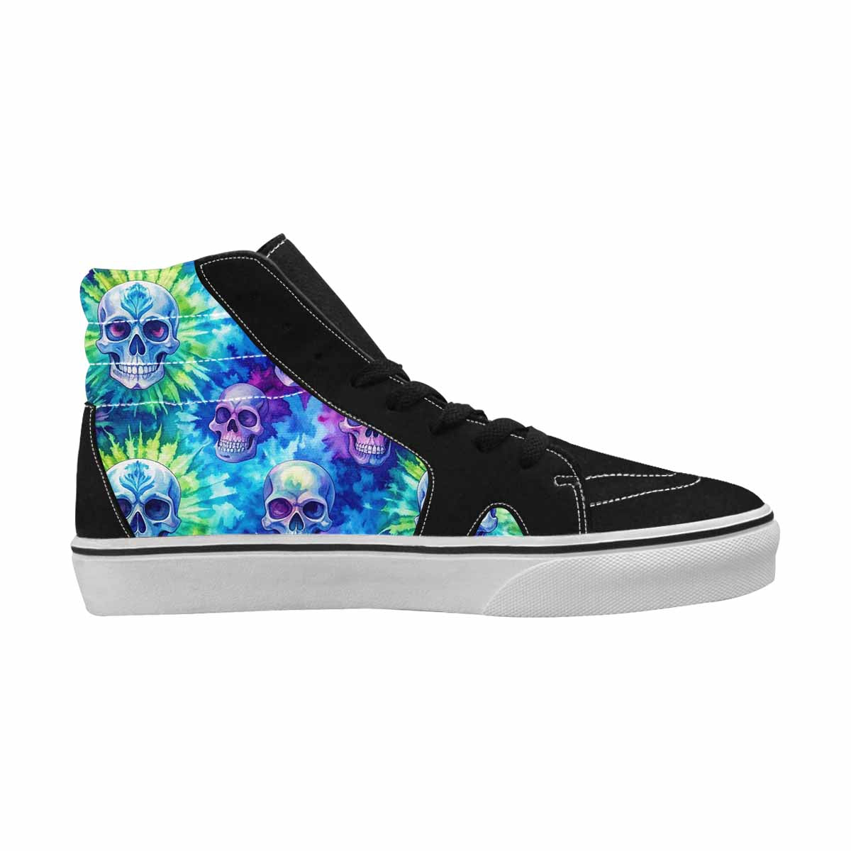 WOMEN'S Tie Dye Skulls Print High Top Canvas Vivid Sneakers