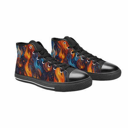 WOMEN'S Fire Flame High Top Canvas Neon Fantasy Sneakers