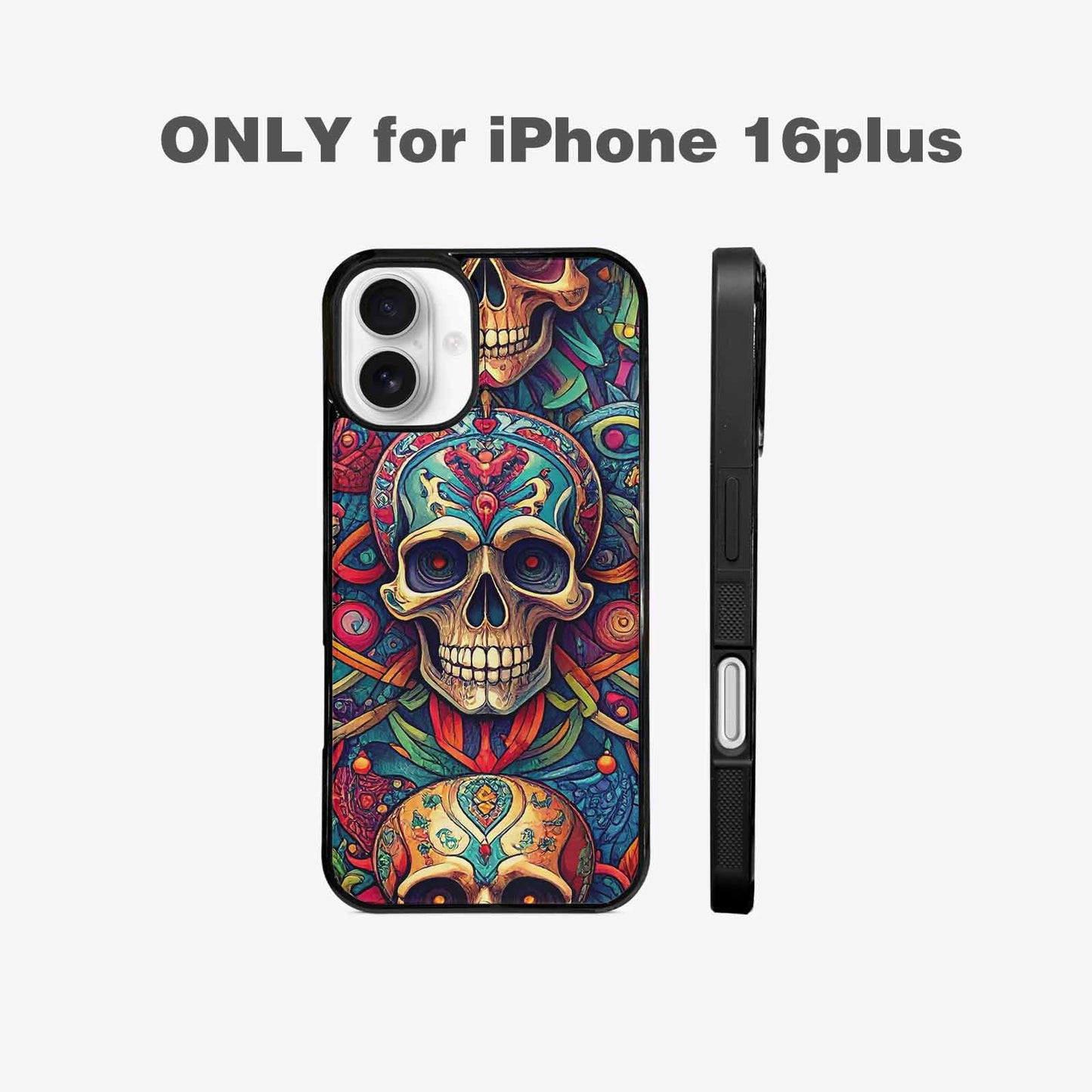 iPhone 16 Plus Case — Sacred Geometry Lots Of Skulls Seamless, Personalized Phone Case