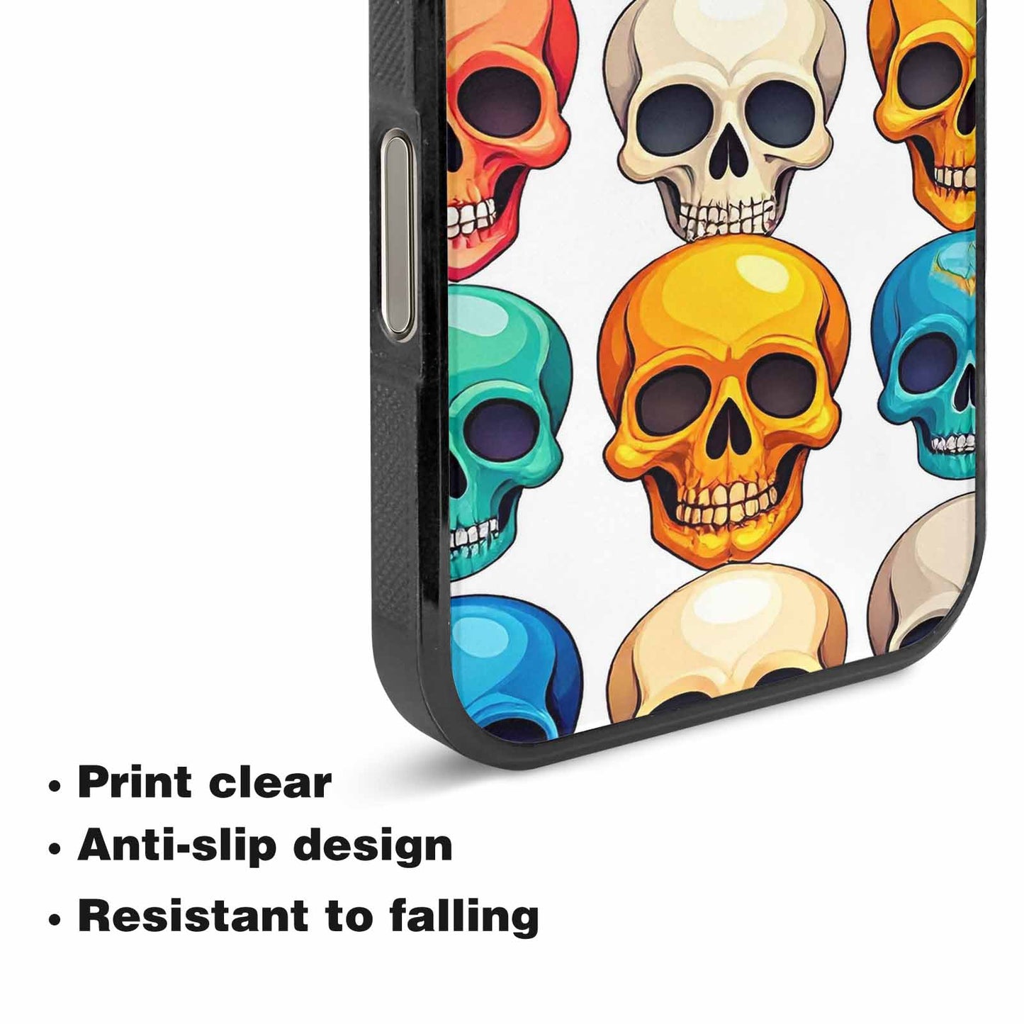 iPhone 16 Pro Case — Vibrant Skull Seamless, Custom Print Case Cover