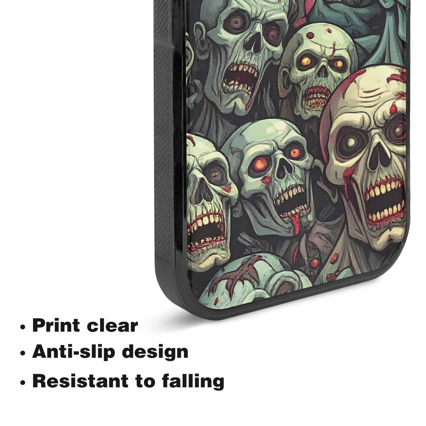 iPhone 15 Plus Case — Zombie Head Pattern Hundreds Of Small, Custom Print Case Cover