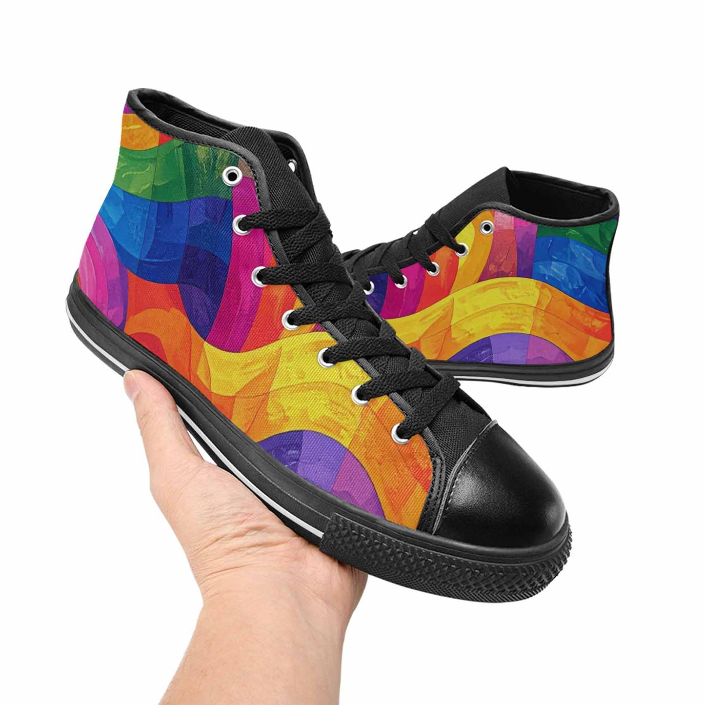 MEN'S Rainbow Pride Flag High Top Canvas Neon Fantasy Custom Shoes