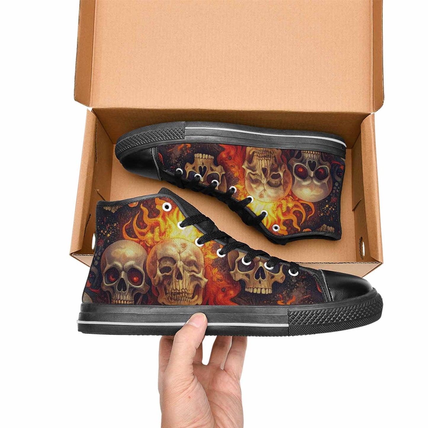 MEN'S Skulls - Flaming High Top Canvas Y2K Custom Sneakers