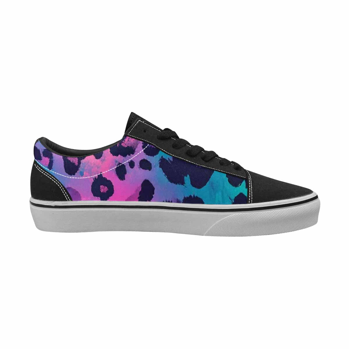 MEN'S Leopard Neon Pink Teal Airbrush Canvas Lace-Up Grunge Sneakers