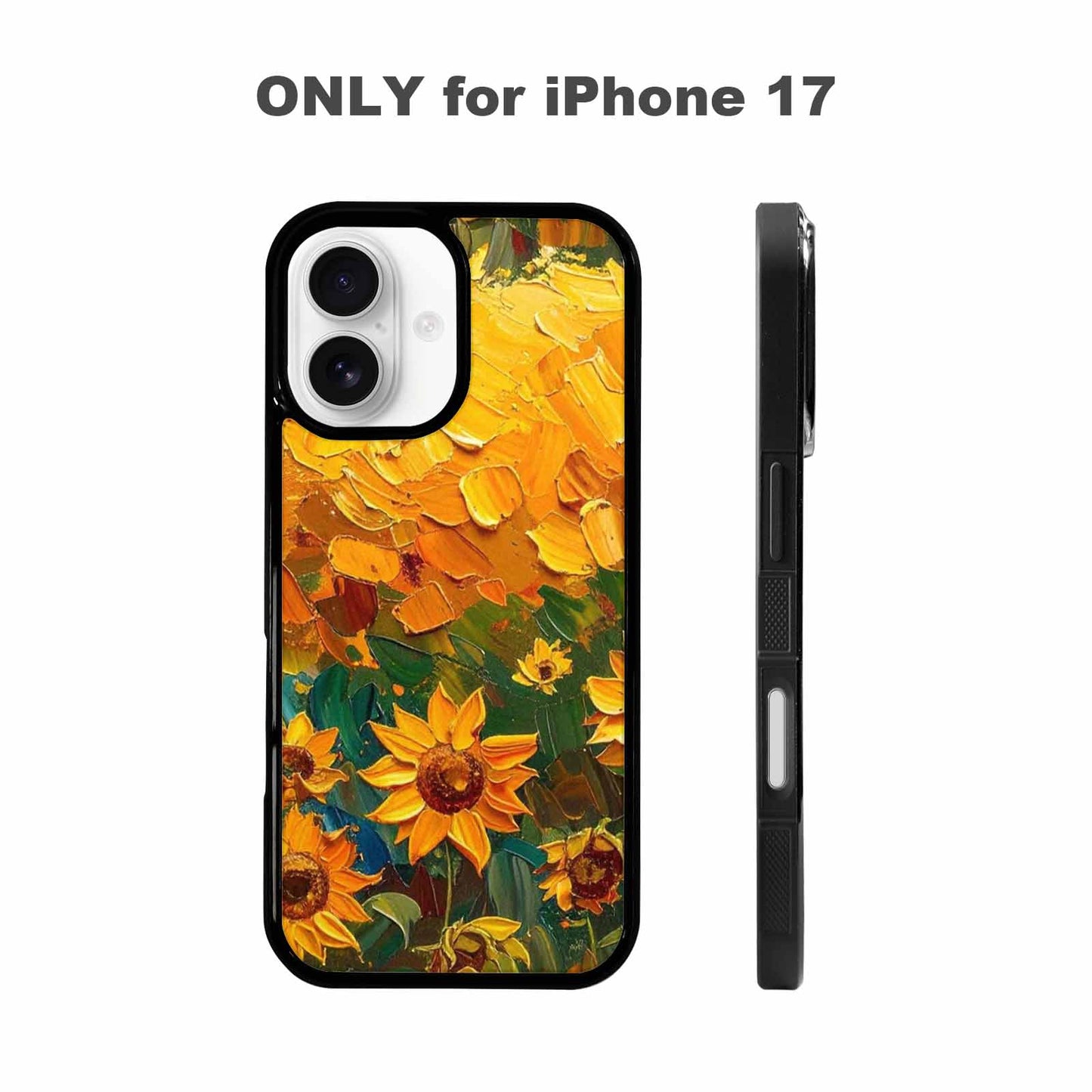 iPhone 17 Case — Impressionist Sunflower Brushstroke Pattern Floral, Custom Print Case Cover
