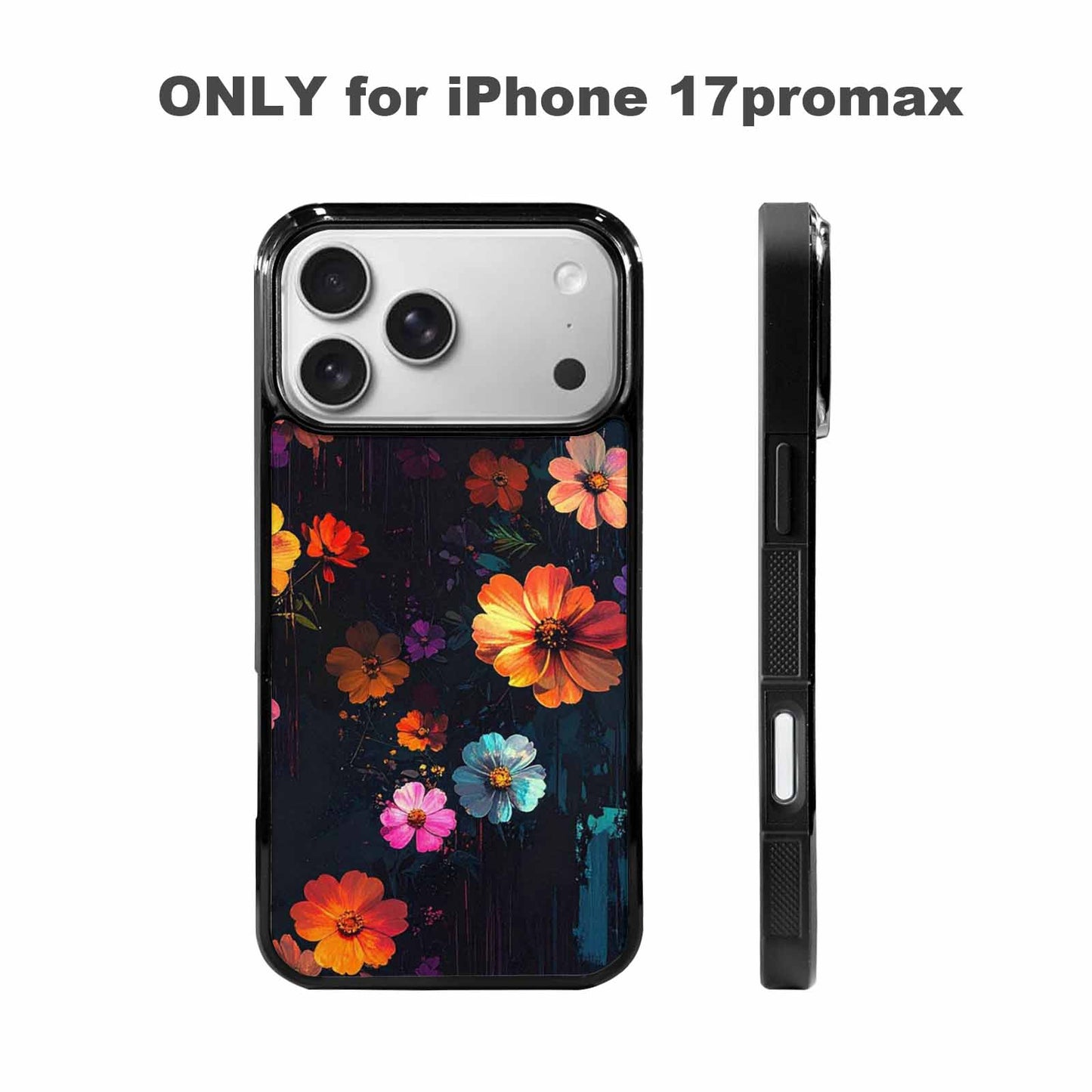 iPhone 17 Pro Max Case — Shadowy Glitch Floral Pattern Floral, Custom Print Case Cover