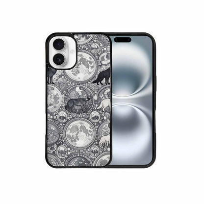 iPhone 16 Plus Case — Wolves Everywhere Collage Overlap Small Wolf, Custom Printed Phone Case