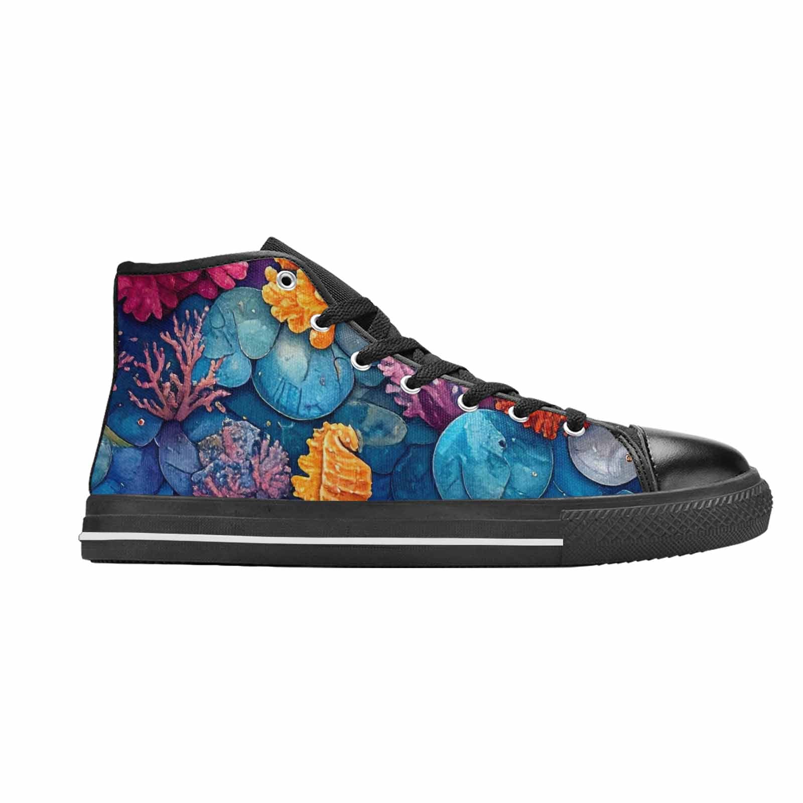 MEN'S Fish Scale Coral High Top Canvas Grunge Custom Shoes