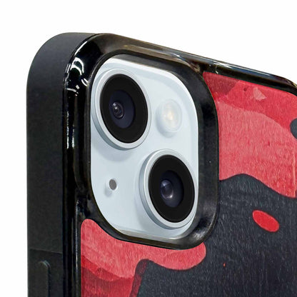 iPhone 15 Plus Case — Tactical Camo Red Black, Custom Print Case Cover