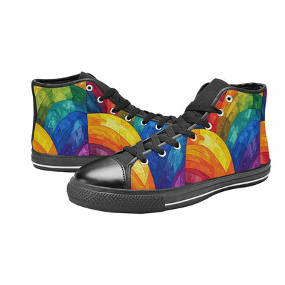 WOMEN'S Rainbow Pride Flag High Top Canvas Dark Academia Custom Sneakers