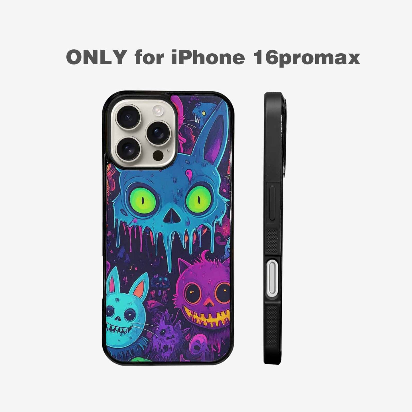iPhone 16 Pro Max Case — Mixed Toxic Glow Creature Pattern Hundreds, Custom Made Phone Cover