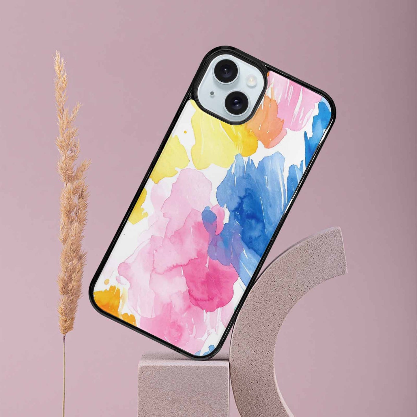 iPhone 15 Plus Case — Trans Strong Watercolor Seamless Pattern Vibrant, Custom Phone Case