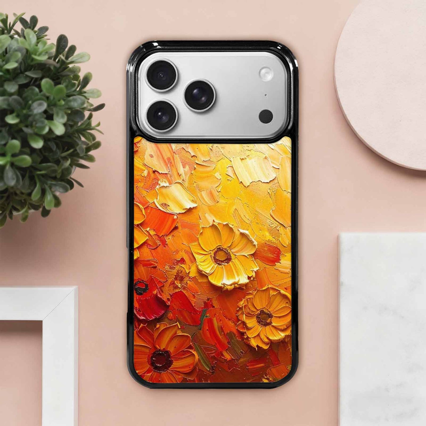 iPhone 17 Pro Max Case — Impressionist Sunflower Brushstroke Pattern Floral, Customized Protective Case