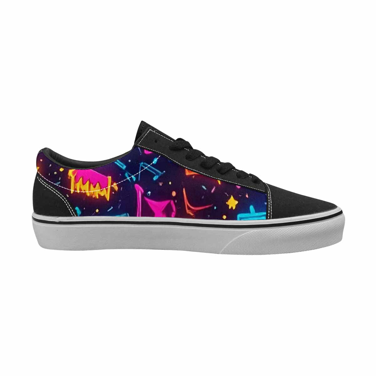WOMEN'S 80s Retro Motif Lace-Up Canvas Melting Art Sneakers