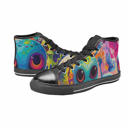 WOMEN'S Cartoon Alien Characters High Top Canvas Grunge Sneakers