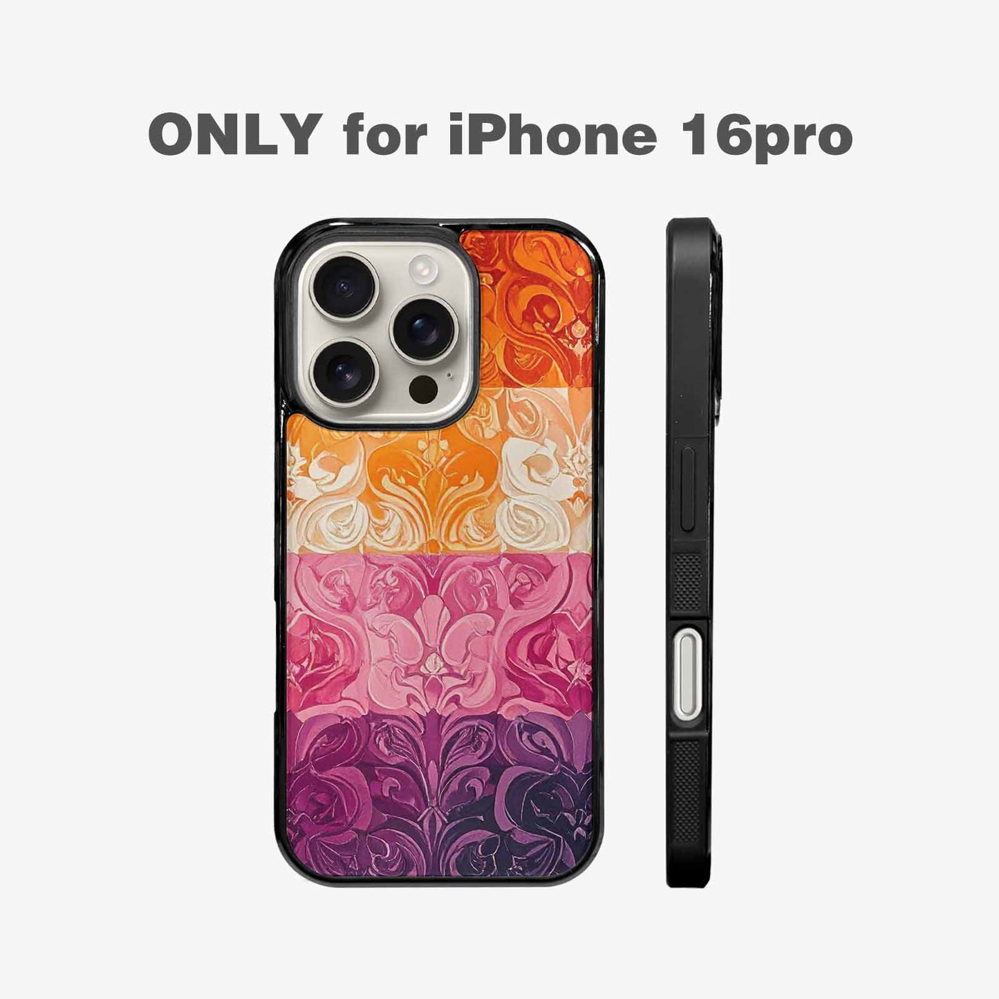 iPhone 16 Pro Case — Lesbian Flag Color Theme Small Rainbow, Custom Art Phone Cover