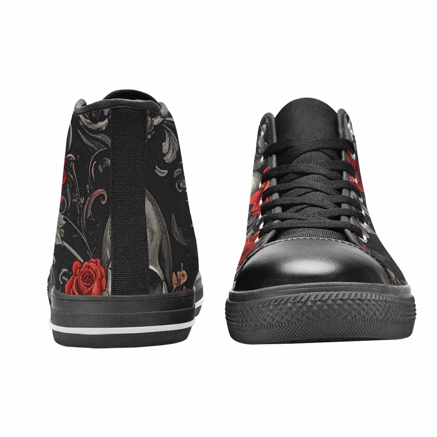 MEN'S Skulls Roses Fine Line High Top Canvas Dark Academia Shoes