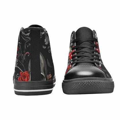 MEN'S Skulls Roses Fine Line High Top Canvas Dark Academia Shoes