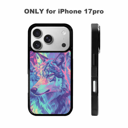 iPhone 17 Pro Case — Neon Zebra Print Wolf Animal Print, Custom Phone Case