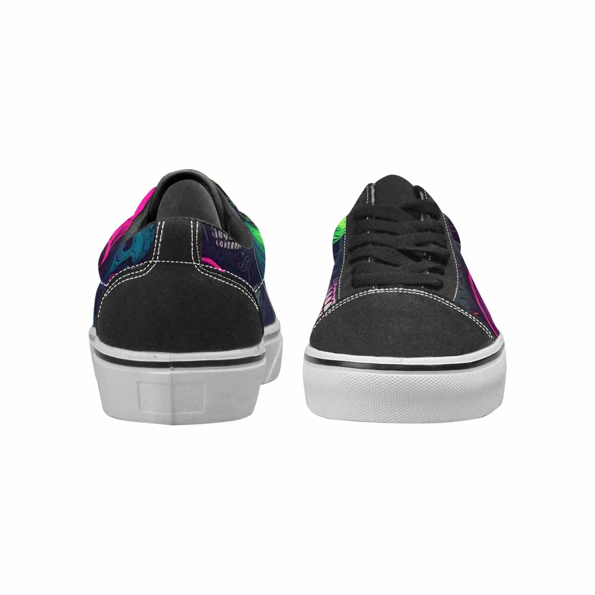 WOMEN'S Skulls - Neon Canvas Lace-Up Wallpaper Art Custom Shoes