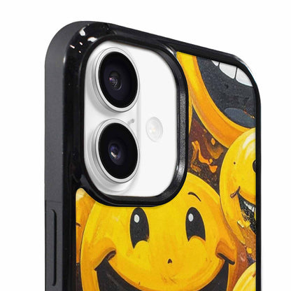 iPhone 17 Case — Melting Moon Smiley Yellow Original Art, Custom Printed Phone Case