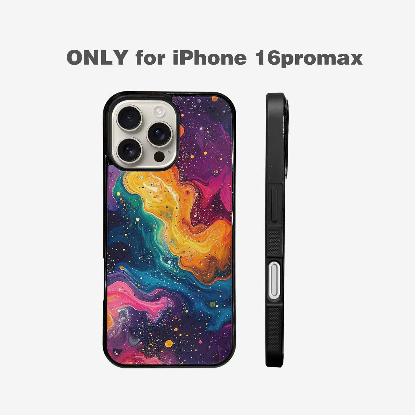 iPhone 16 Pro Max Case — Galaxy Art Colorful Cosmic Dust Small, Custom Printed Phone Case